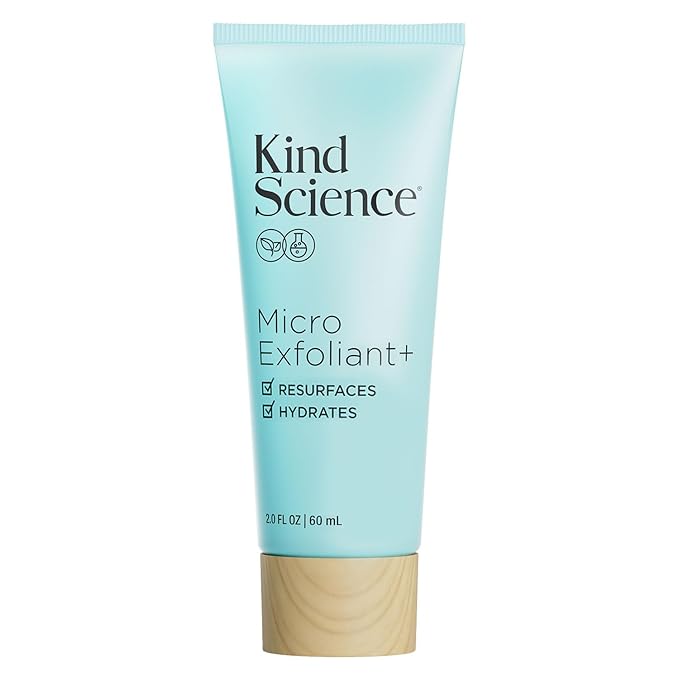 Kind Science Micro Exfoliant Face Scrub - 2-in-1 Exfoliating Face Wash + Facial Mask with AHA to Smooth & Hydrate Skin - Paraben & Fragrance Free, Cruelty Free, 2 oz