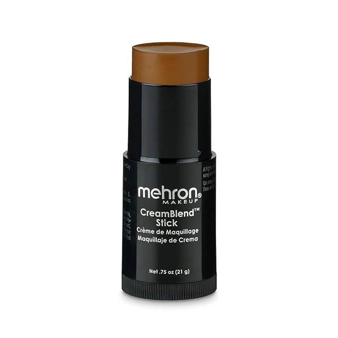 Mehron Makeup CreamBlend Stick | Face Paint, Body Paint, & Foundation Cream Makeup | Body Paint Stick Perfect for Halloween .75 oz (21 g) (Dark 1)
