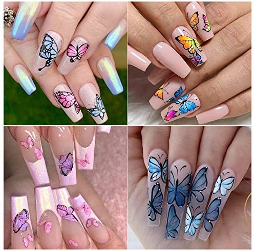 10 Sheets Butterfly Nail Art Foil Transfer Stickers - Holographic Nail Stickers Decals for DIY Starry Sky Manicure