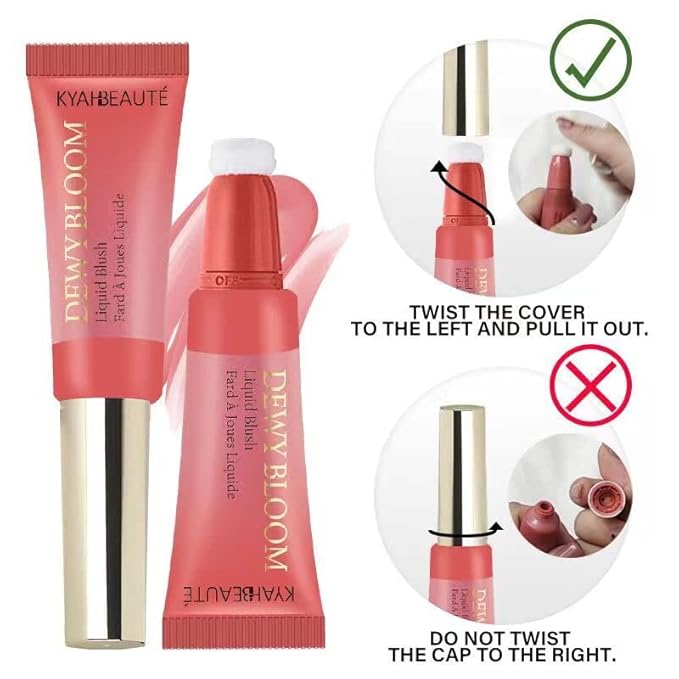 Blush Beauty Wand, Liquid Blush Contour Wand with Cushion Applicator, Smooth Cream Blush Wand Natural Matte Finish, Lightweight Blendable Blush Stick Makeup for Cheek,106 Peach Pink