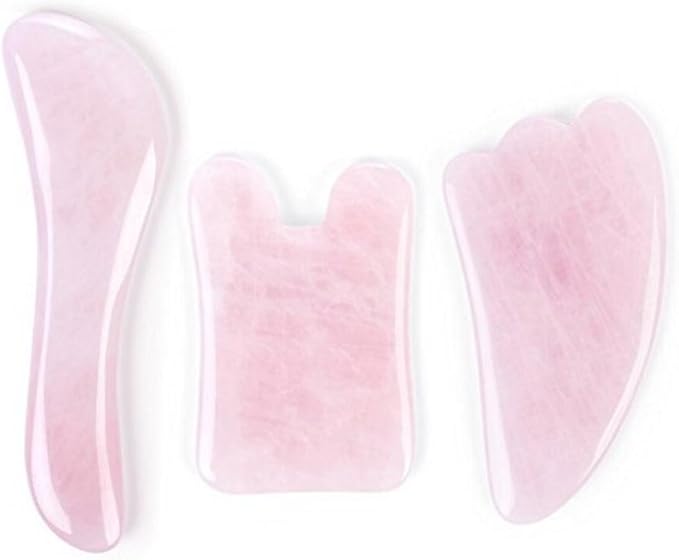 Feng Shui Pink Rose Quartz Gua Sha Board-Therapeutic Relief and Skin Renewal -Premium All Natural Handmade Healing Stone W3462