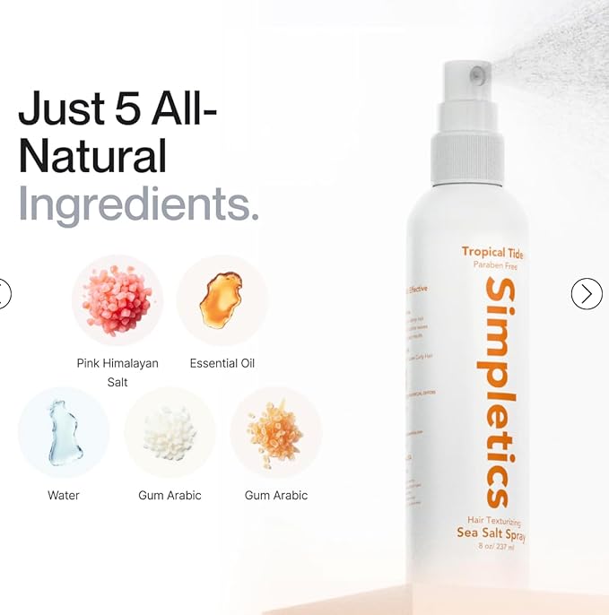 Himalayan Sea Salt Spray for Hair - All Natural, 5 Ingredient Texturizing and Volumizing Product - Beach Look To Add Volume & Texture - Unisex - 240ml