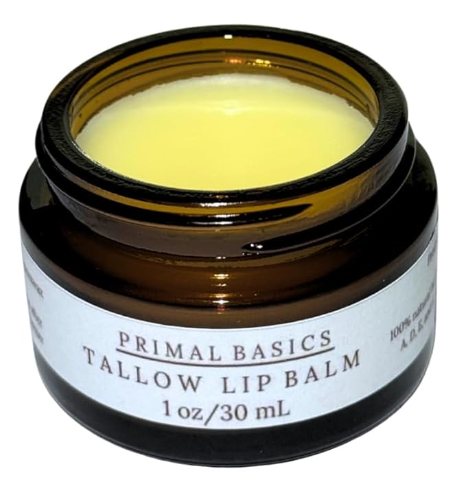 100% Grass Fed Grass Finished Beef Tallow and Beeswax Lip Balm, Face Moisturizer, Body Balm, for Oily, Dry, Sensitive Skin, USA Made