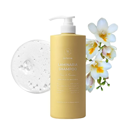 laferme Laminaria Shampoo with Organic Ingredient, Korean Clarifying Shampoo, Hydrating for Dry Hair, Strengthening for Weak Hair, Sulfate & Paraben-Free, for Women & Men, 33.8 FL OZ, Pear & Freesia