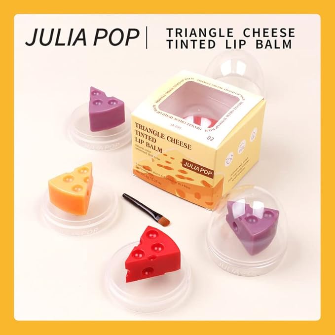 AKARY Triangle Cheese Tinted Lip Balm, Natural Moisturizing Lip Care All-day Moisture, Daily Lip Balm for Dry Cracked Skin, Soothing, & Refreshing, Hydration Treatment & Lip Care