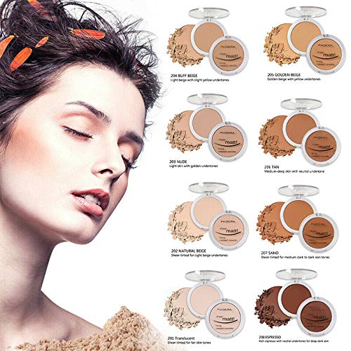 AQUAPURITY PHOERA Sheer Matte Compact Powder Fixing Powder Makeup Base Fixer Setting Powder Foundation Fixing Compact Pressed Powder Long Lasting Make Up Fixer Skin Vitamin E Beauty Blender (207 SAND)