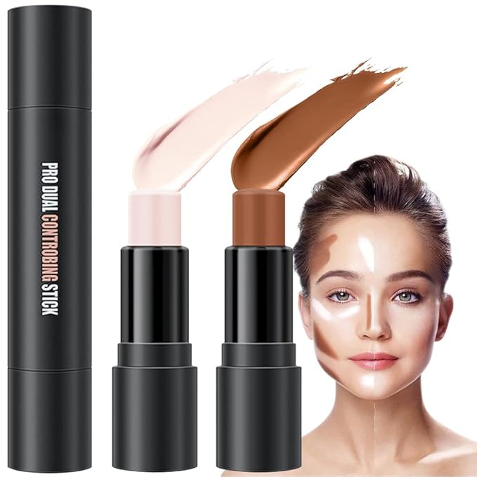 evpct 2In1 Cream Contour Stick Contouring Concealer Sticks Makeup Face Cream Kit for Beginners Creamy Contour and Highlight Stick contorno base de maquillaje para mujer en oferta 01 Ivory & Brown