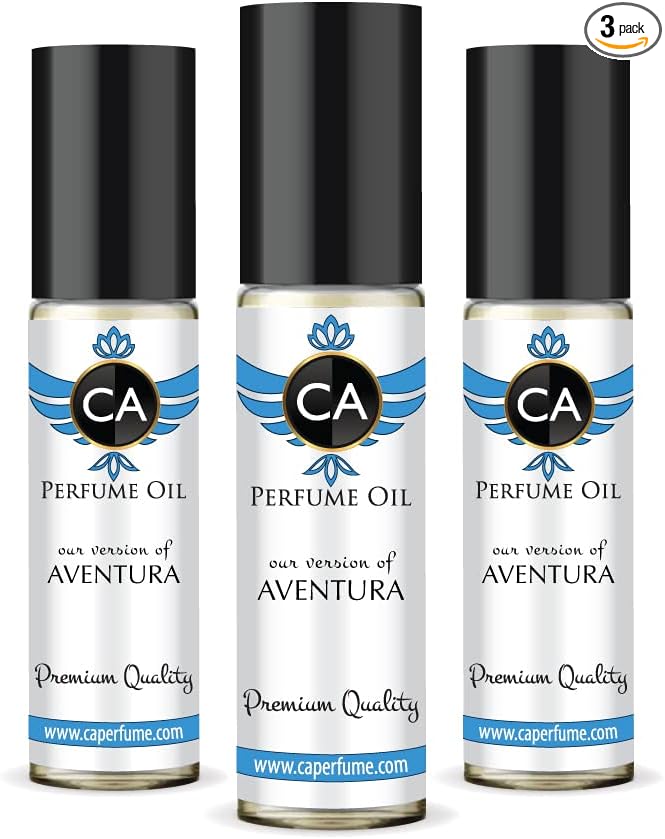 CA Perfume Impression of Aventura For Men Replica Fragrance Body Oil Dupes Alcohol-Free Essential Aromatherapy Sample Travel Size Concentrated Long Lasting Attar Roll-On 0.3 Fl Oz-X3