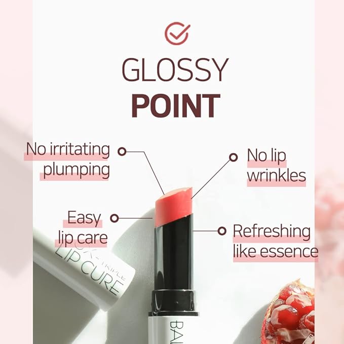 NATURAL SHINE Lux Triple Lip CURE Glossy Balm VENUS (Ruby Red) | Chapstick Hydration and Exfoliator | Overnight Lip Treatment Care Deep Nourishing for Dry Cracked Chapped Lips (0.17oz)