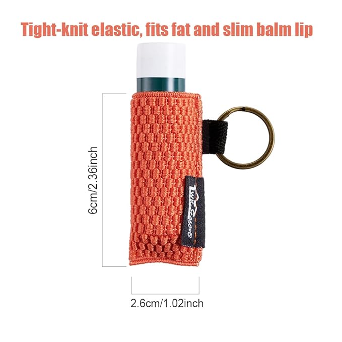WK IEASON Lip Balm Sleeves Holder Keychain 3pcs Clip on Chapstick Lipstick Sleeves Keychain Holder Pouch Tight-Knit Elastic Lipstick Sleeves Key Ring(Black/Jade/Orange)
