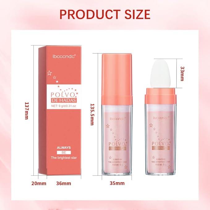 Highlight Polvo De Hadas, Fairy Highlighter Powder, Brightening Whole Body, Natural Three-Dimensional Face Contouring Clavicle Pat Powder, Highlighter Makeup (Gold)