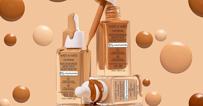 wet n wild Bare Focus Skin Tint, 5% Niacinamide Enriched, Buildable Sheer Lightweight Coverage, Natural Radiant Finish, Hyaluronic & Vitamin Hydration Boost, Cruelty-Free & Vegan - Cream Beige
