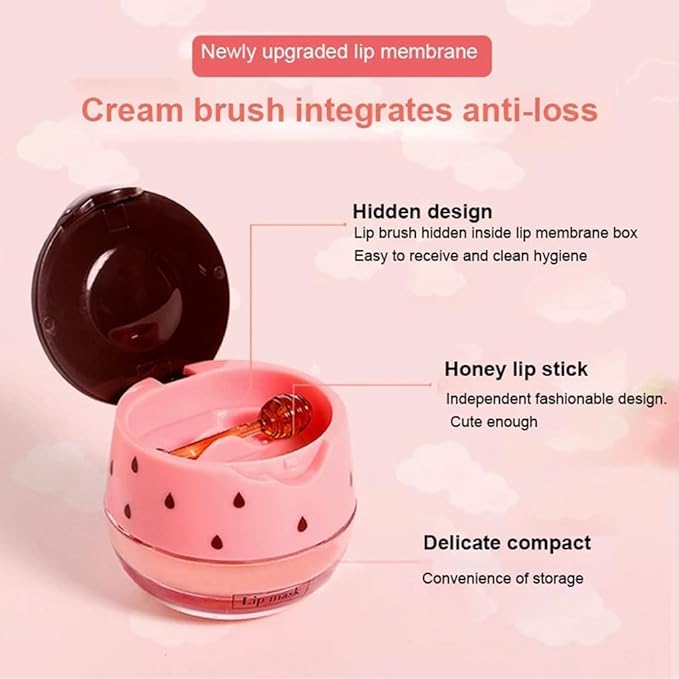 4 PCS Bee Lip Mask Balm Honey Pot, Strawberry & Honey Lip Masks Hydrating Prevention Dry and Cracked Lip Scrubs Exfoliator, Lip Exfoliating Sleeping Lip Mask, Moisturizing Lip Reduces Lip Lines
