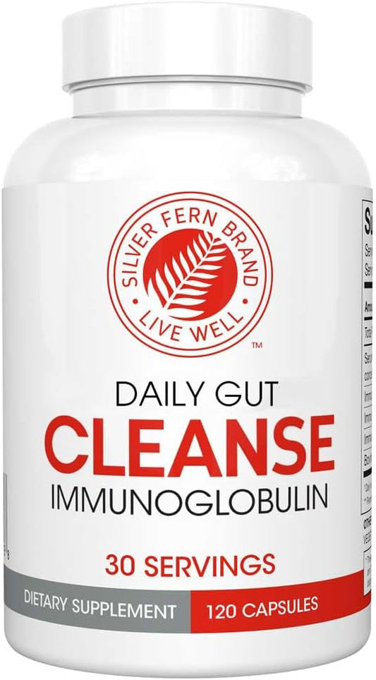 Silver Fern Cleanse - Daily Gut - 1 Bottle - 120 Capsules - 30 Day Supply - Immunoglobulin G, A & M -(IgG, IGA, IgM) - Postbiotic