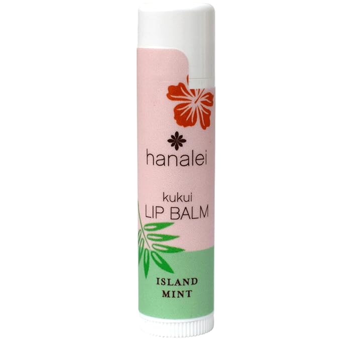 Hanalei Mint Lip Balm and Moisturizer - Natural Kukui Oil, Beeswax Lip Moisturizer - Hydrates, Soothes Dry, Chapped Lips - Made in USA - Island Mint Flavor