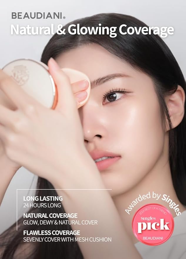 Mesh tight up cushion foundation 02, light/medium beige, Korean compact foundation, natural coverage, glow, sweat proof makeup, long lasting, all skin type