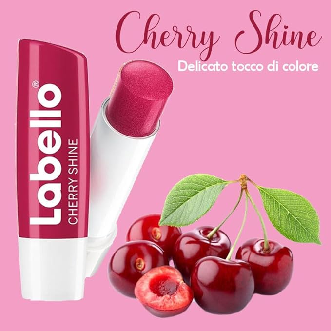 3 LABELLO CHERRY FRUITY SHINE LIP BALM STICK CARE BEAUTY SOFT SMOOTH SPF 10 NEW