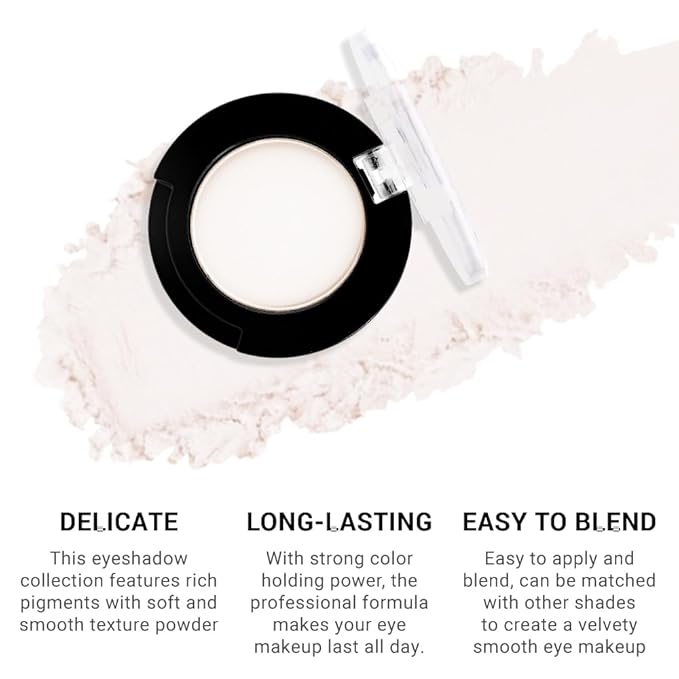 Single Matte Eyeshadow Makeup Palette, Neutral Ivory White Eyeshadows Singles, Monochrome Eye Shadow Palette Makeup for Women, de sombras de ojos, Highly Pigmented Daily Evening Girls Eyeshadow