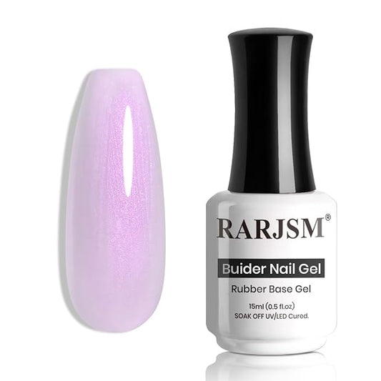 RARJSM Pearl Gel Builder Nail Polish Purple Hard Gel in a Bottle Mermaid Shell Glitter Pearlescent Thick Extension Structure for Nails 15ml Soak Off Curing Requires Salon Home DIY Beginner Use