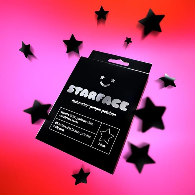 Starface Black Star BIG PACK, Hydrocolloid Pimple Patches, Absorb Fluid and Reduce Redness, Cute Star Shape, Cruelty-Free Skincare (96 Count)