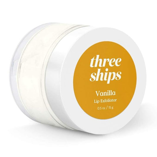 Three Ships Vanilla Lip Exfoliator – Vegan Lip Polish & Moisturizer – As Seen on TV – Soothing, Hydrating & Reviving Natural Lip Scrub for Dry, Damaged Lips, 15g
