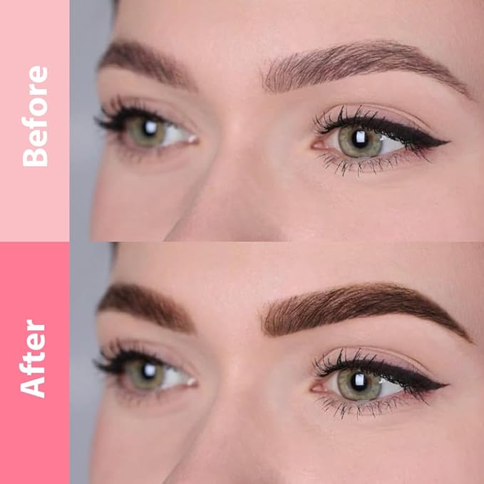 evpct 1Pcs Dark Brown Magic Microblading Dual-Ended Eyebrow Contouring Pen Brow Pencil, with 4 Brush Micro-Fork-Tips Applicator and Precise Brush-Tip, Hair Like Strokes, Dual-ended Eyebrow Brush