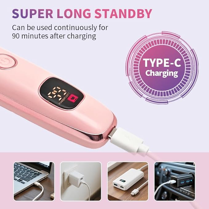 Electric Razors for Women, 5 in 1 Painless Ladies Wet & Dry Body Razors and Facial Hair Remover, Rechargeble Facial and Body Hair Remover for Face Nose Eyebrow Arms Armpit Legs Pubic Area (Pink)
