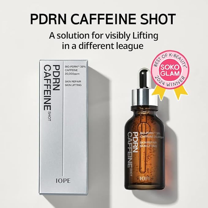IOPE BIO-PDRN Caffeine Shot Serum | 38% Plant-Based Vegan PDRN & 20,000ppm Caffeine & Niacinamide in a Bottle, Plumping Skin, Intense Lifting and Firming, Korean Skincare, 1.01 Fl Oz