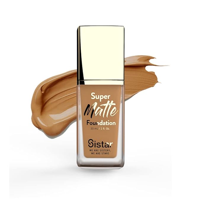 Sistar Super Matte Foundation Perfecting Liquid Foundation Full Coverage Control Shine Weightless Longwearing 30 mL / 1 fl. oz. (Hazelnut)
