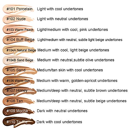 AQUAPURITY PHOERA Full Coverage Foundation New Formula Waterproof Long Lasting Oil Free Velvet Matte Liquid Foundation for Oily Skin Flawless Makeup Base Cream Concealer (108 Tan)