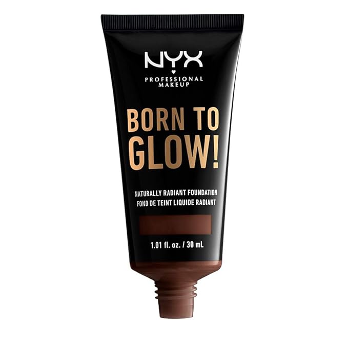 NYX PROFESSIONAL MAKEUP Born To Glow Naturally Radiant Foundation, Medium Coverage - Deep Espresso