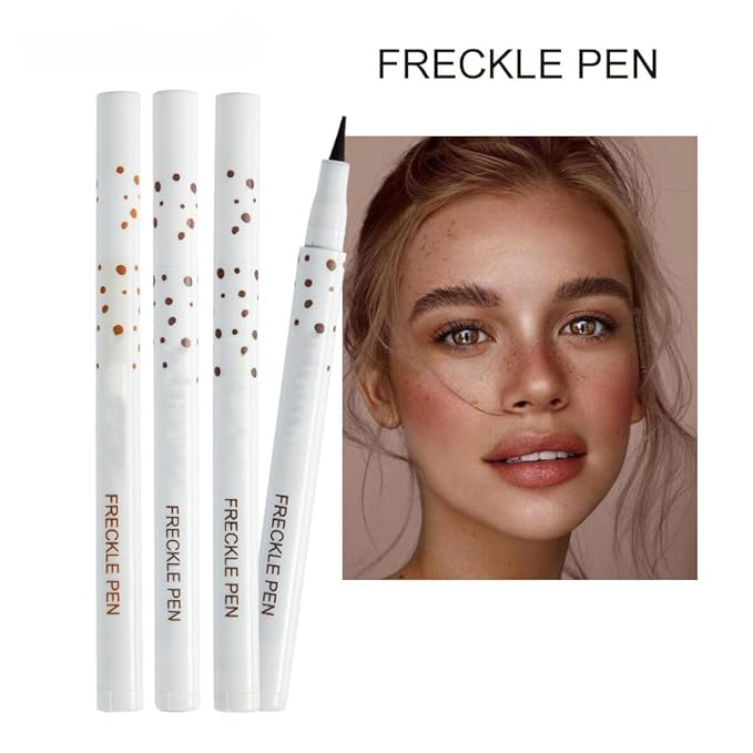 Freckle Pen 4 Colors Natural Freckle Pen Fake Freckle Pen Waterproof Long Lasting Soft Spots Natural Relaxing Sun Makeup (Light Brown)
