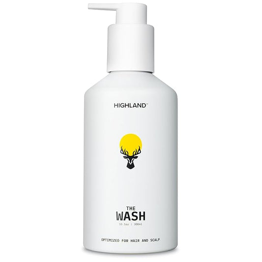 Highland: The Wash. Your new hair and scalp optimized shampoo alternative. Hydrating, balancing, nourishing & strengthening. Crafted with botanical ingredients.