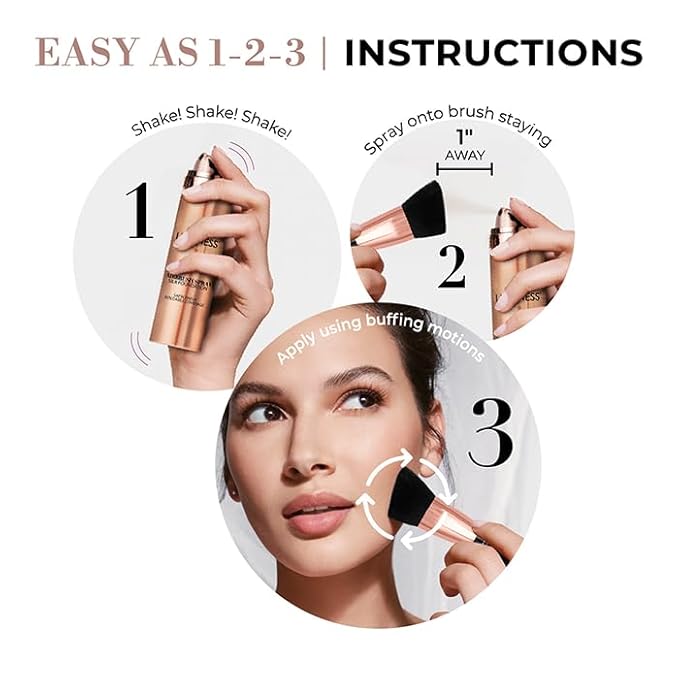 LUMINESS Silk Airbrush Spray Foundation 2-PC Kit - Foundation & Dual-Sided Angled Makeup Brush - Buildable Coverage, Anti-Aging Formula, Humidity Resistant, Hydrates & Moisturizes, Light Medium