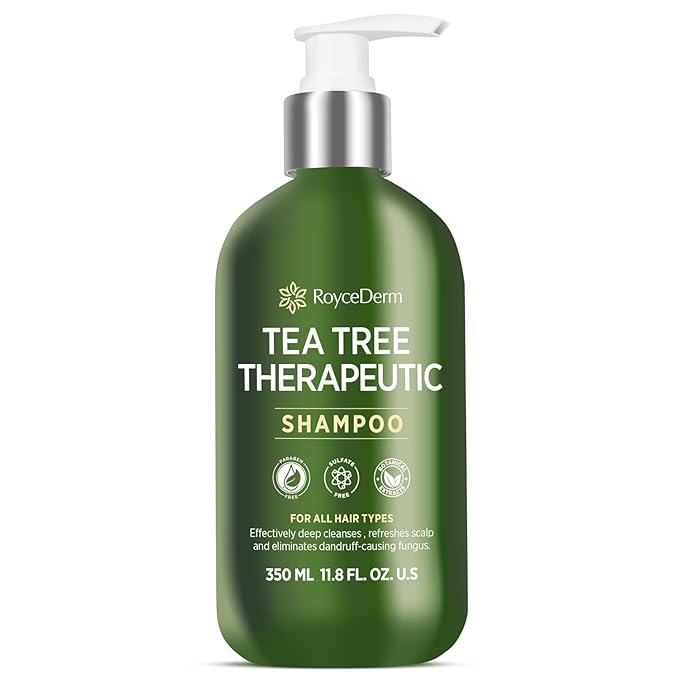 Roycederm Tea Tree Antifungal Shampoo: Folliculitis Shampoo for Dry Scalp, Dandruff, and Itchy Scalp - Medicated Clarifying shampoo with Tea Tree Oil, Paraben & Sulfate Free
