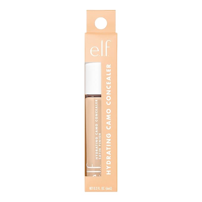 e.l.f. Hydrating Camo Concealer, Lightweight, Full Coverage, Long Lasting, Conceals, Corrects, Covers, Hydrates, Highlights, Light Sand, Satin Finish, 25 Shades, All-Day Wear, 0.20 Fl Oz