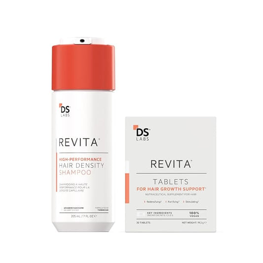 DS Labs Revita Shampoo 205mL & Tablets Kit – High-Performance Hair Density Shampoo, Hair Vitamins, Volumizing & Thickening, Fuller, Healthier-Looking Hair for Men & Women