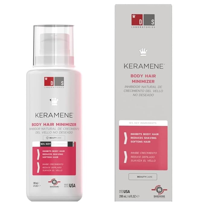 DS Labs Keramene Hair Inhibitor for Face & Body - Reduces Hair Visibility, Softens Texture, Minimizes Growth Over Time, Paraben-Free Formula with Witch Hazel, With Nanosome Technology, 6 Fl Oz