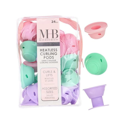 24pc Heatless Curling Pods - Silicone Hair Rollers For No Damage Heatless Curls, Heatless Curlers Value Pack, Overnight Hair Curlers For Versatile Hairstyling (PASTEL)