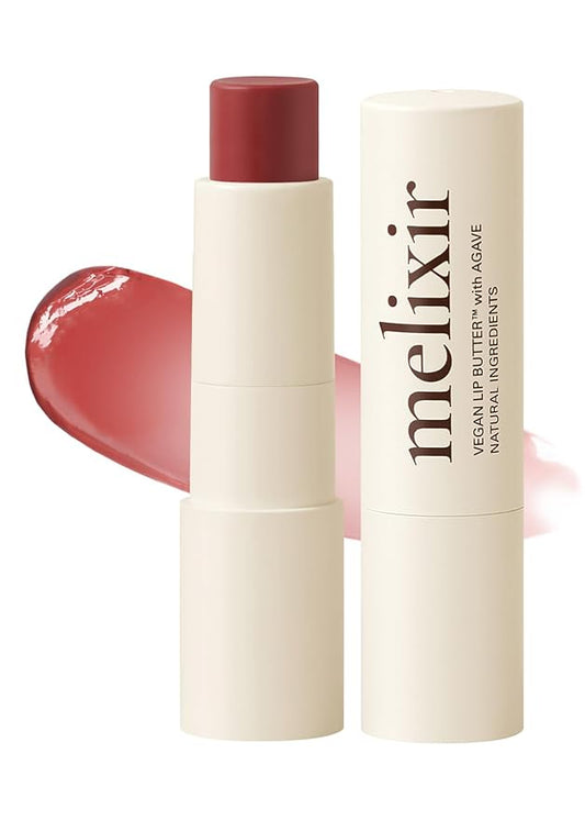 Melixir Vegan Lip Butter #02 Nude Crumble, Hydrating Tinted Lip Balm Stick, Bee-Free, Petrolatum-Free, Plant-Based With Shea Butter, Nourishing Care for Dry, Chapped Lips, Natural Finish