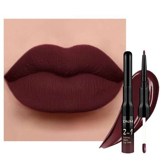 Kaely 2-in-1 Matte Lipstick and Lip Liner, Liquid Lip Stain Makeup for women Long Lasting Waterproof Smudge Proof, labiales matte mate larga duracion listip 24 hours originales, 17 Deep Red