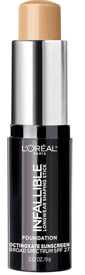 L'Oreal Paris Makeup Infallible Longwear Shaping Stick Foundation, 406 Warm Beige, 1 Tube, 0.32 Ounce