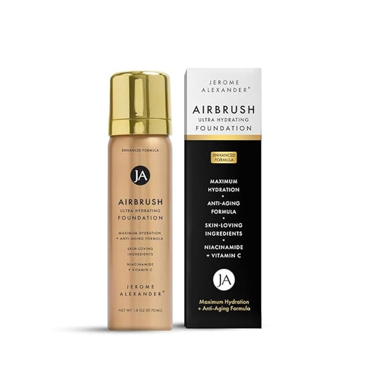 Jerome Alexander Airbrush Foundation Ultra Hydrating, Spray Foundation Makeup with 2x the Active Ingredients, Ultra-Light, Buildable, Full Coverage Formula (Bright Light)