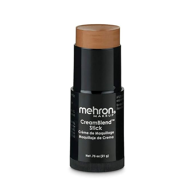 Mehron Makeup CreamBlend Stick | Face Paint, Body Paint, & Foundation Cream Makeup | Body Paint Stick Perfect for Halloween Makeup .75 oz (21 g) (Medium Dark 2)