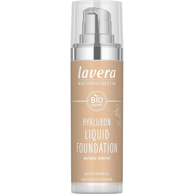 lavera Hyaluron Liquid Foundation - Natural Ivory 01 - Foundation Make Up with Hyaluron & Almond Oil for a Flawless Complexion - Face Make Up - PETA Certified - Vegan - Made in Germany - 1 Fl Oz