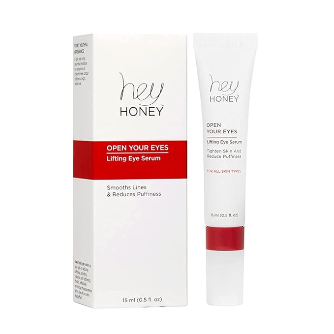 Hey Honey Open Your Eyes Lifting Eye Serum | Under Eye Cream for Dark Circles & Puffiness | Around The Eyes Hydration | Suitable For Sensitive Aging Skin | Delivers A Bright Rested look | 0.5 oz.