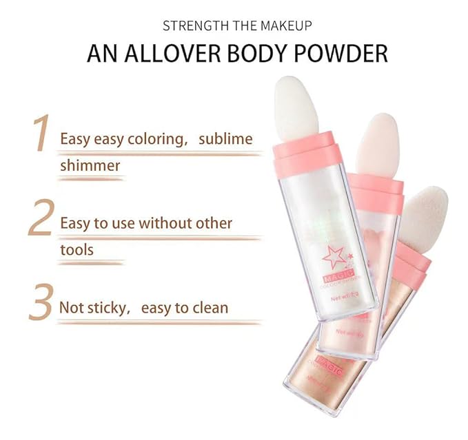 3 Color Glitter Powder Highlighter Makeup, Body Brightens the Natural Three-Dimensional Face Blusher Fairy Highlight Patting Powder.