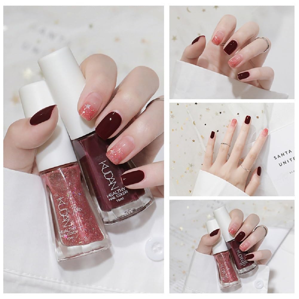 Nail Polish set - Nail Lacquer Quick Dry, Full Size, Vibrant, Colorful, Trendy, Glitter, Glossy, Metallic, Matte Nail Art Nail Shades (N36 Stars in Black, 52g)