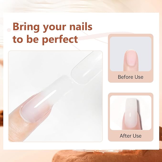 JEWHITENY Poly Extension Gel Nail Set Clear White Pink Poly Nail Gel With Slip Solution Base Coat Top Coat French Manicure for Finger Art and Home DIY Need U V Lamp Curing