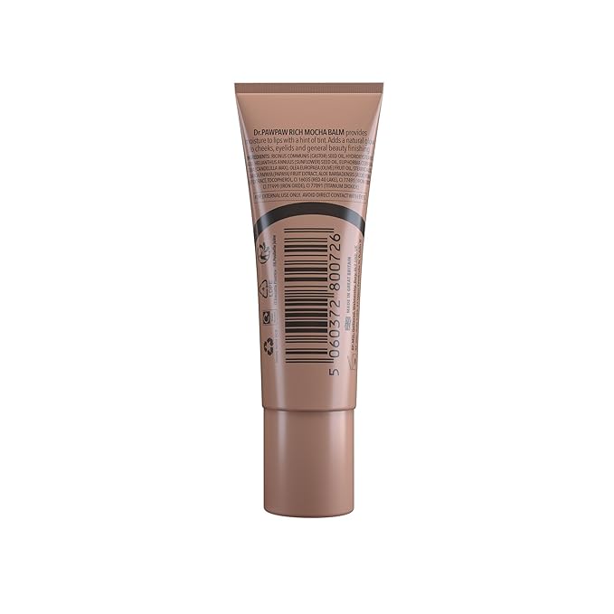 Rich Mocha Balm, Multi-Purpose Natural No Fragrance, for Hydrating Lips, Skin, Hair, Cuticles, Nails & Beauty Finishing (25 ml)
